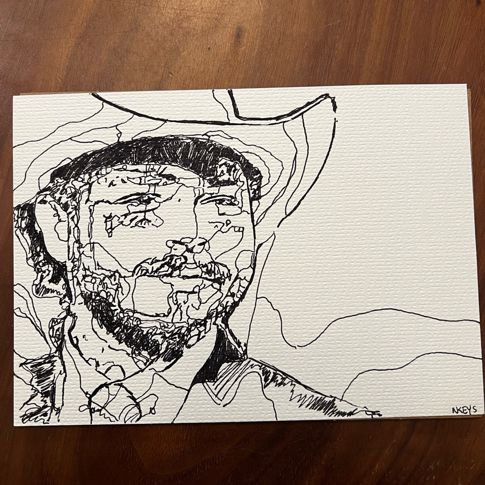 Post Malone fanart Original Black ink original art 7x5 in.